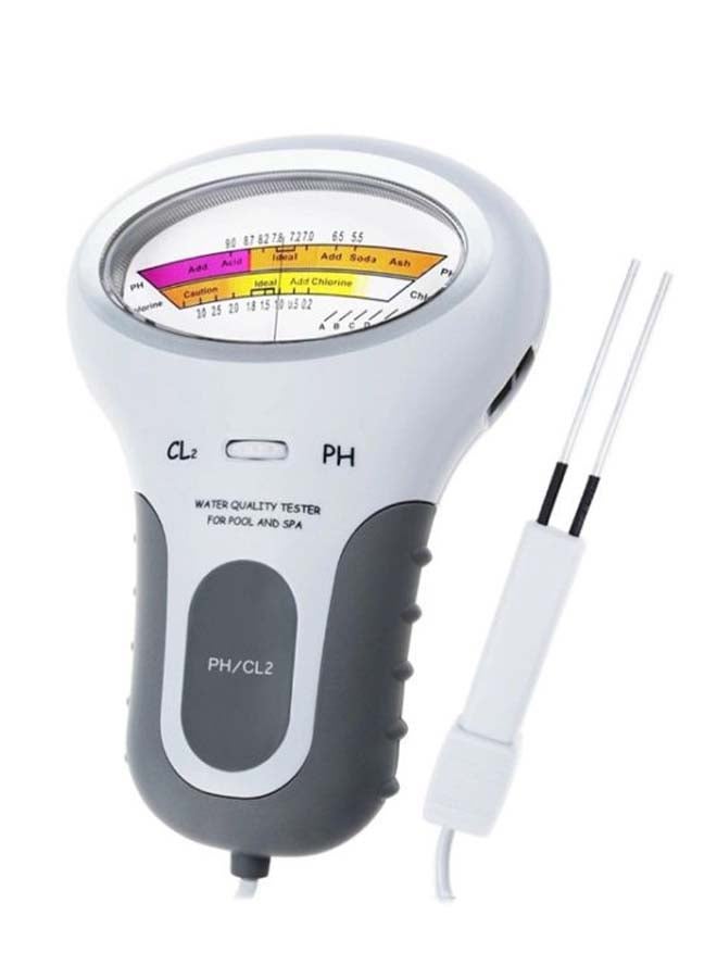 2-In-1 Water Chlorine Quality PH Measuring Tester White/Grey 24cm - Image 1