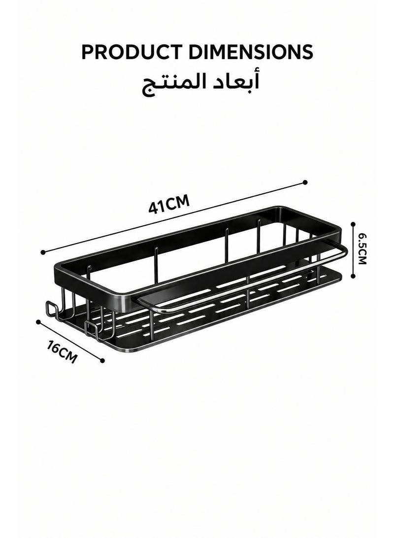 علبة دش مكونة من قطعتين، منظم دش وأرفف دش، تركيب من الألومنيوم بدون ثقب، قدرة تحمل قوية ومقاومة للماء ومقاومة للصدأ، سعة كبيرة مع تصريف سريع، مناسبة للحمام ومنزل الإيجار والمساكن الراقية، مثالية لربات البيوت والمستأجرين والمستخدمات الإناث - Image 5