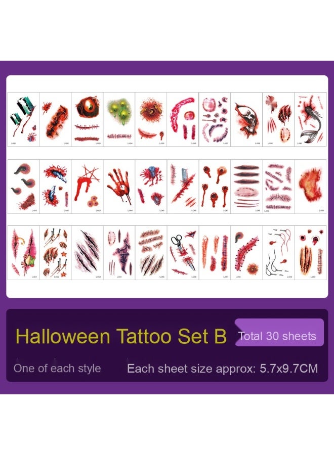 NIBEMINENT Halloween Scary Temporary Tattoos - Perfect Choice for Party Makeup