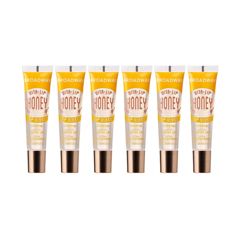 Ruby Kisses Broadway Vita-Lip Clear Lip Gloss (Honey 6 Pack), Ultra-Hydrating & Soothing Formula with Multi-Vitamin Oils, High-Shine Non-Sticky Finish, Nourishing Glossy Lip Balm for Healthy Lips - Image 1