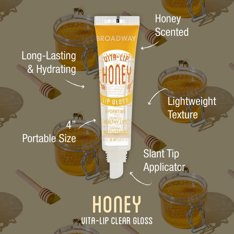 Ruby Kisses Broadway Vita-Lip Clear Lip Gloss (Honey 6 Pack), Ultra-Hydrating & Soothing Formula with Multi-Vitamin Oils, High-Shine Non-Sticky Finish, Nourishing Glossy Lip Balm for Healthy Lips - Image 2