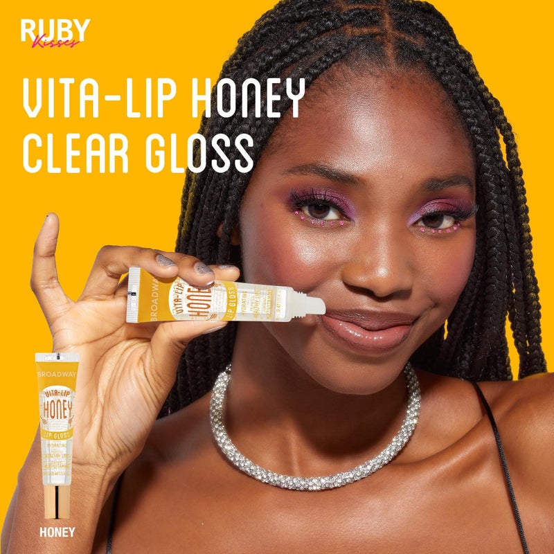 Ruby Kisses Broadway Vita-Lip Clear Lip Gloss (Honey 6 Pack), Ultra-Hydrating & Soothing Formula with Multi-Vitamin Oils, High-Shine Non-Sticky Finish, Nourishing Glossy Lip Balm for Healthy Lips - Image 4