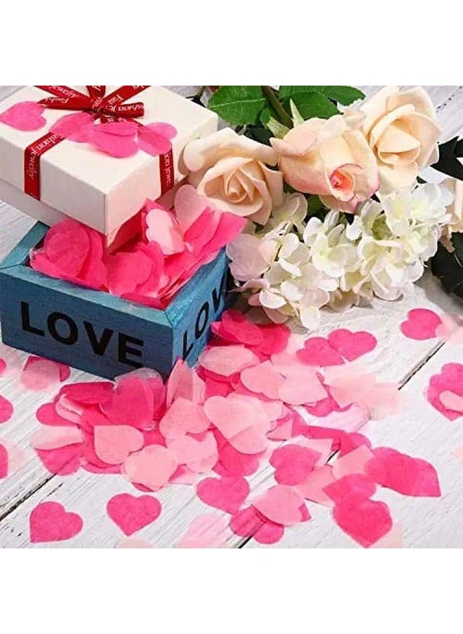 Confetti - Confetti! Valentine's Day Heart Shape Tissue Confetti 1000 Pcs / 10-15 grm Paper Table Confetti for Valentine's Day, Wedding Party, Baby Shower and Balloon Decorations, 1 inch (Rose Red, Peach) - Image 1