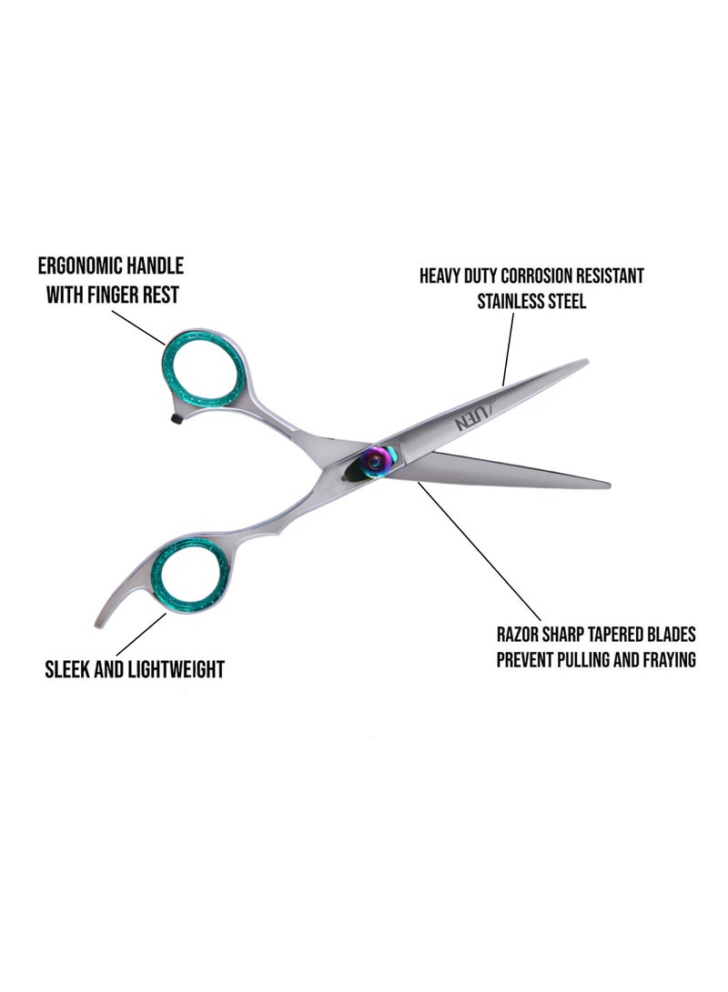UEN Professional Hair Cutting Scissors 7 Inches Razor Edge Stainless Steel Trimming Shears Fine Adjustment Screw - Barber Hairdressing Tool for Men Women Kids Home Salon  - Image 2