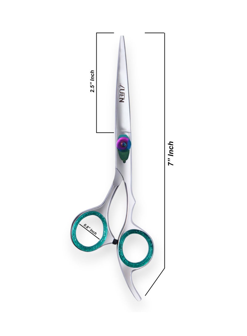 UEN Professional Hair Cutting Scissors 7 Inches Razor Edge Stainless Steel Trimming Shears Fine Adjustment Screw - Barber Hairdressing Tool for Men Women Kids Home Salon  - Image 3