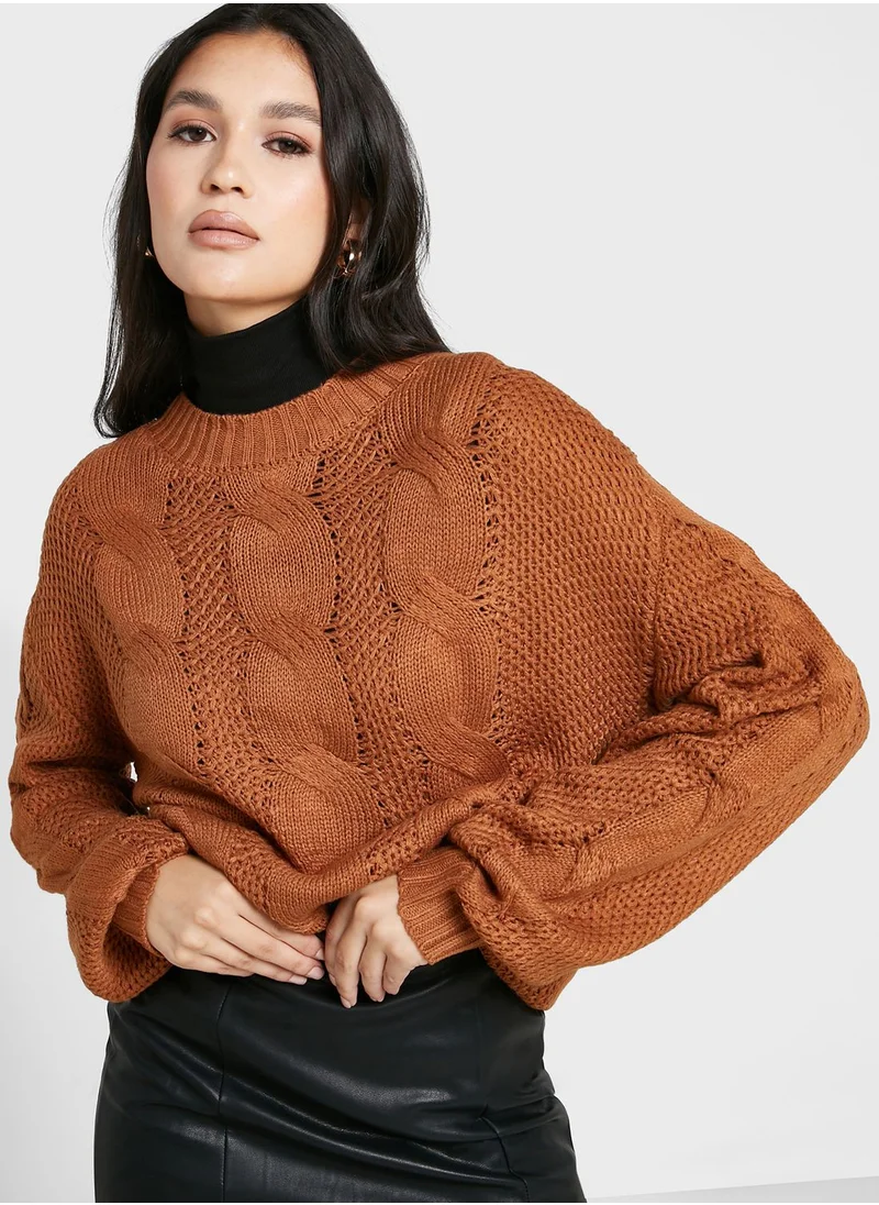 ELLA Cable Pattern Detail Sweater