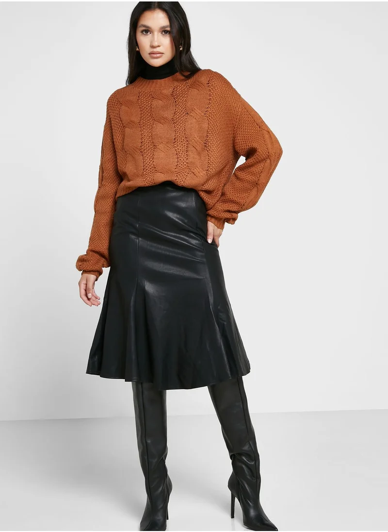 ELLA Cable Pattern Detail Sweater
