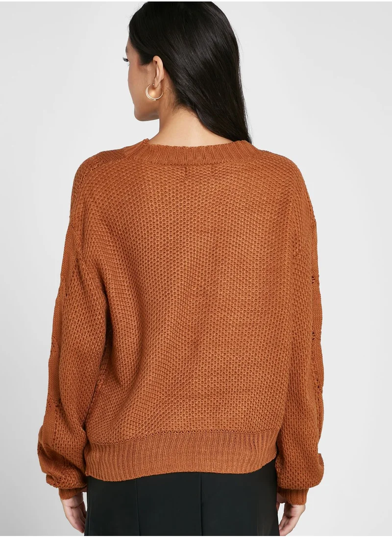 ELLA Cable Pattern Detail Sweater