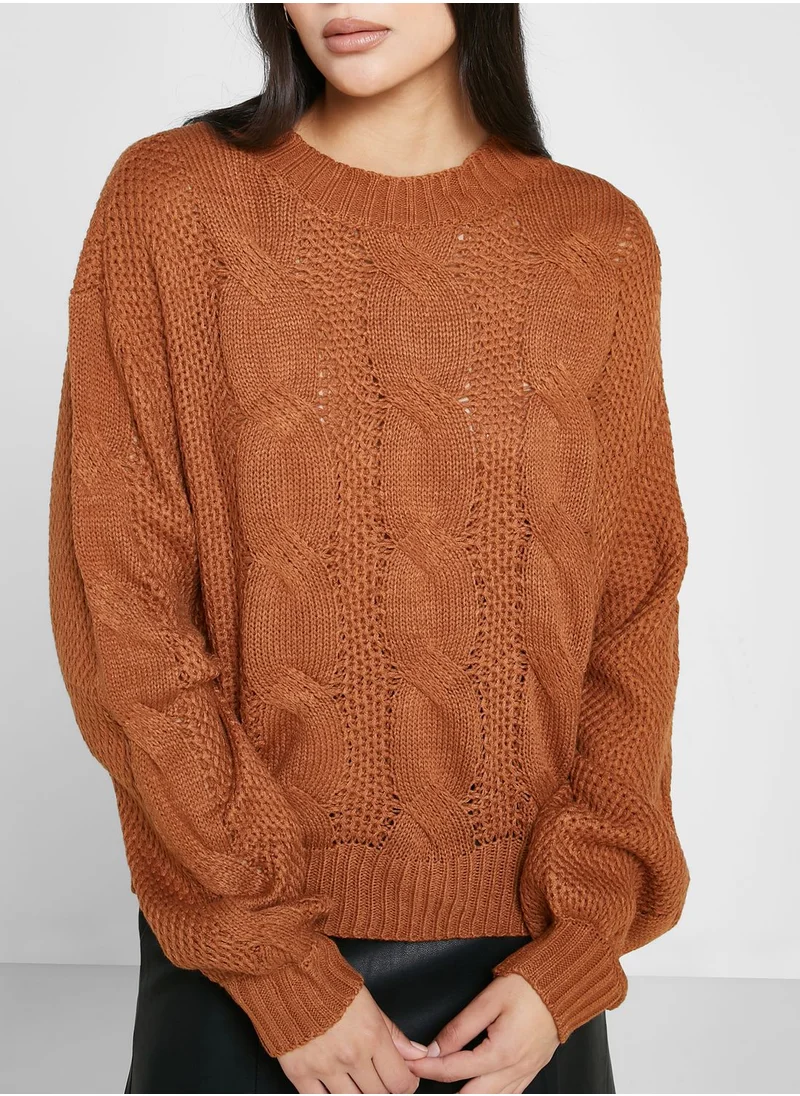 ELLA Cable Pattern Detail Sweater