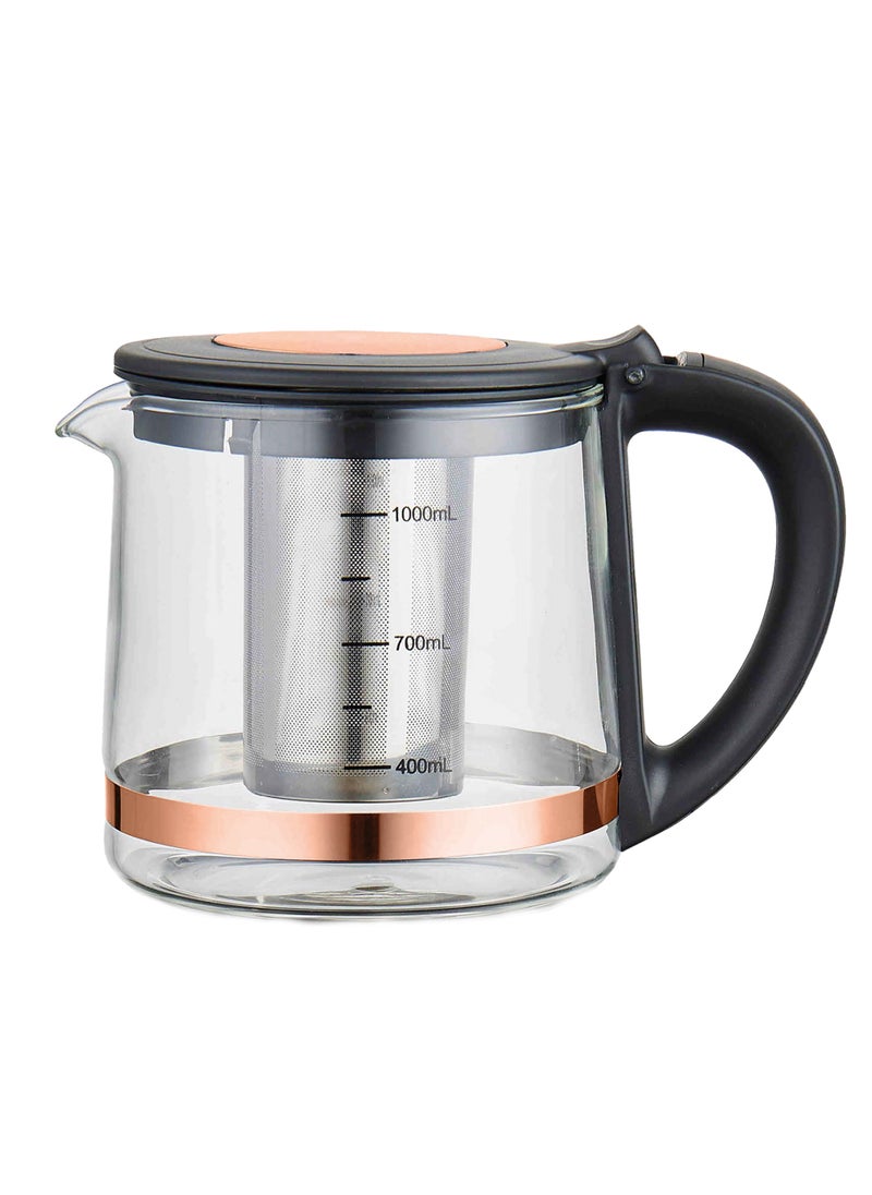 Any Morning Turkish Teapot Electric Tea Kettle with Infuser 2000ml, Stainless Steel Tea Maker Machine  68oz, Glass Teapot with Filter, Double Boiler, LED Light, 360 Swivel Base, 1500W - DE23203SX  - Image 5