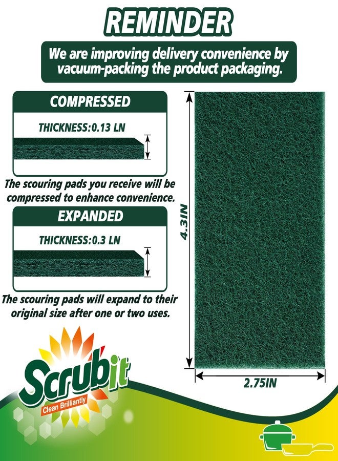 SCRUBIT Scouring Pads - Heavy Duty Scrub Pads for Cleaning Dishes - Non-Scratch - Reusable - Green (50) - Image 4