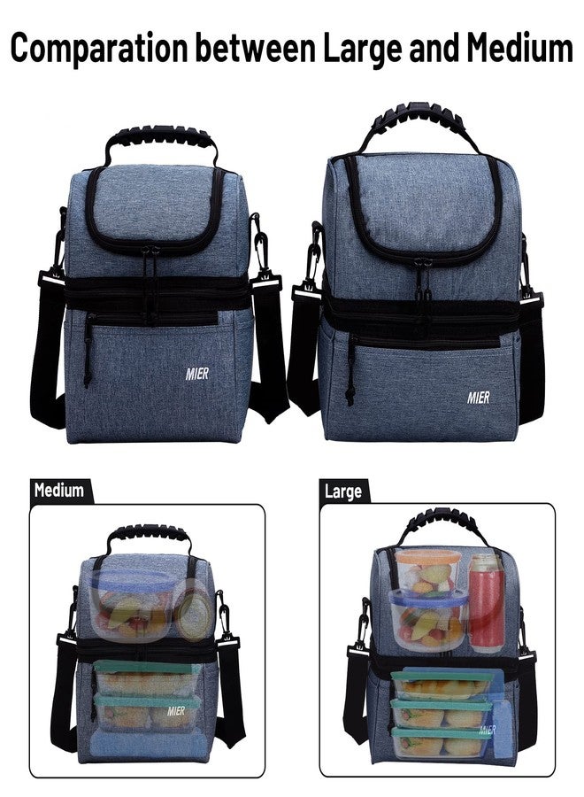 MIER 2 Compartment Lunch Bag for Men Women, Leakproof Insulated Cooler Bag for Work, Bluesteel, Medium - Image 4