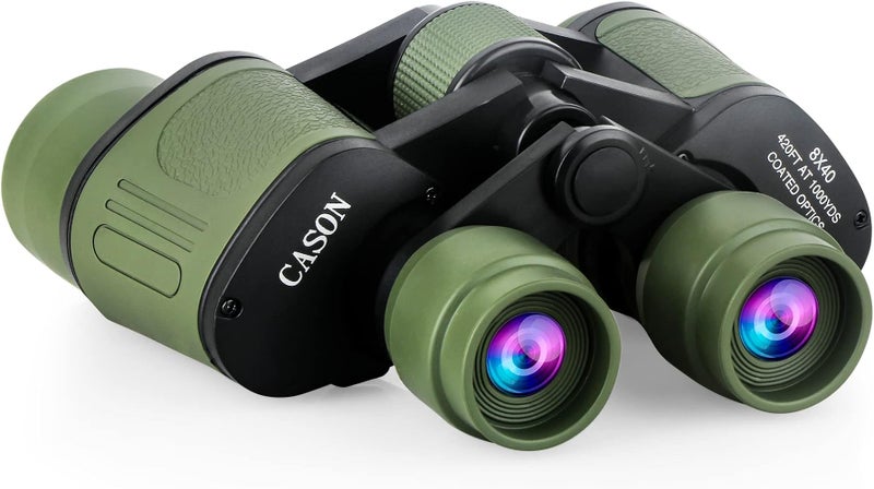 CASON (Device of C) Professional Telescope Binoculars with Pouch, 8 X 40 HD Vision 8 X Zoom for Adults Long Distance Bird Watching, Sightseeing Wildlife Trekking - Green - Image 1