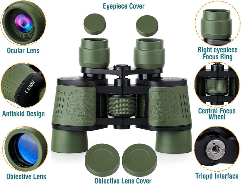 CASON (Device of C) Professional Telescope Binoculars with Pouch, 8 X 40 HD Vision 8 X Zoom for Adults Long Distance Bird Watching, Sightseeing Wildlife Trekking - Green - Image 3