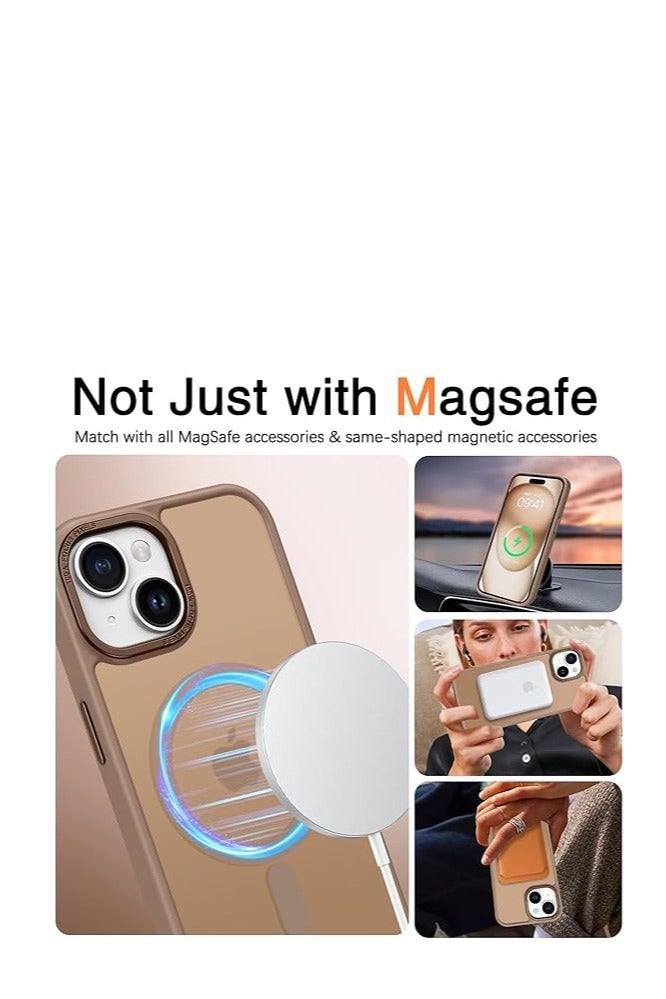 Denx Matte Magnetic case for IPhone 15 , High Grade Drop Protection with Shockproof Strip, Translucent Matte Back Phone Case (Desert Titanium) - Image 3