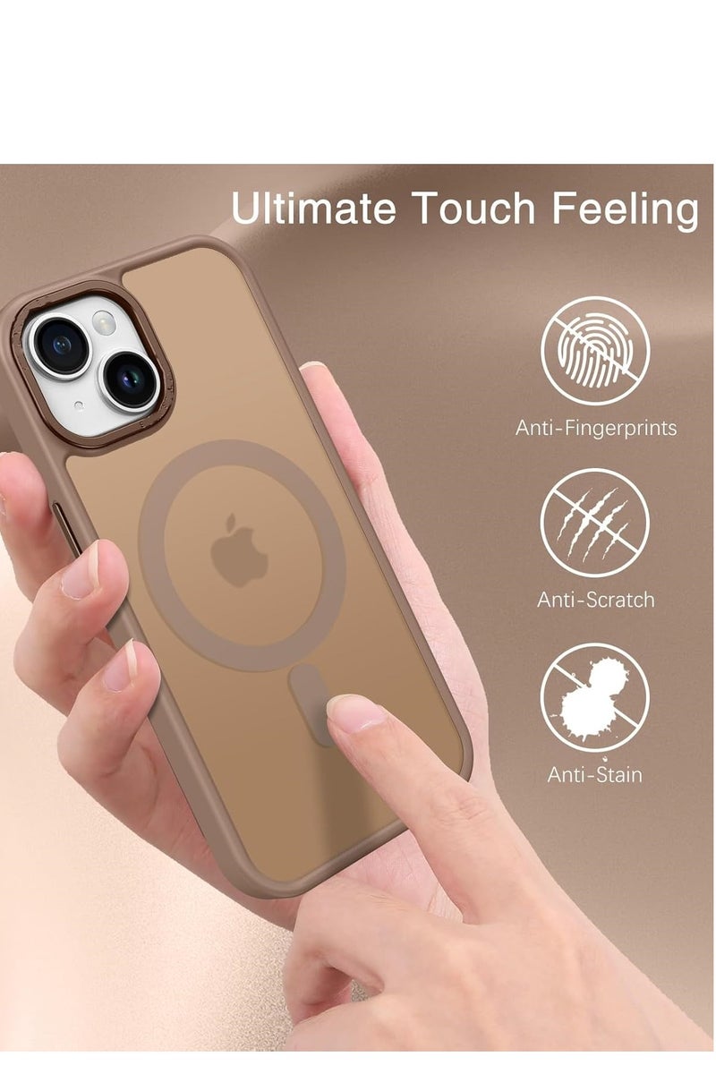 Denx Matte Magnetic case for IPhone 15 , High Grade Drop Protection with Shockproof Strip, Translucent Matte Back Phone Case (Desert Titanium) - Image 2