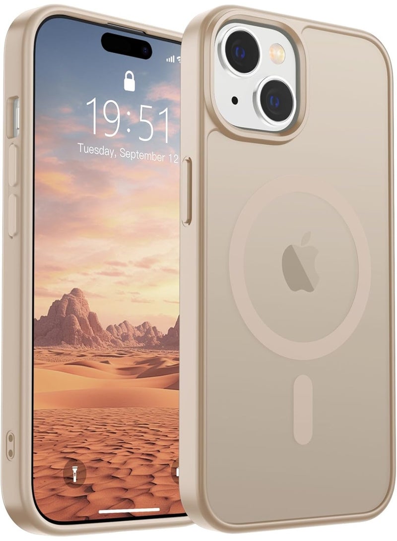 أكاليكس جراب مغناطيسي غير لامع لهاتف iPhone 15، حماية عالية الجودة ضد السقوط مع شريط مقاوم للصدمات، جراب خلفي شفاف غير لامع للهاتف (تيتانيوم صحراوي) - Image 1