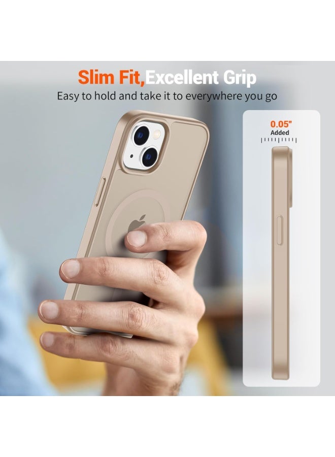 أكاليكس جراب مغناطيسي غير لامع لهاتف iPhone 15، حماية عالية الجودة ضد السقوط مع شريط مقاوم للصدمات، جراب خلفي شفاف غير لامع للهاتف (تيتانيوم صحراوي) - Image 3