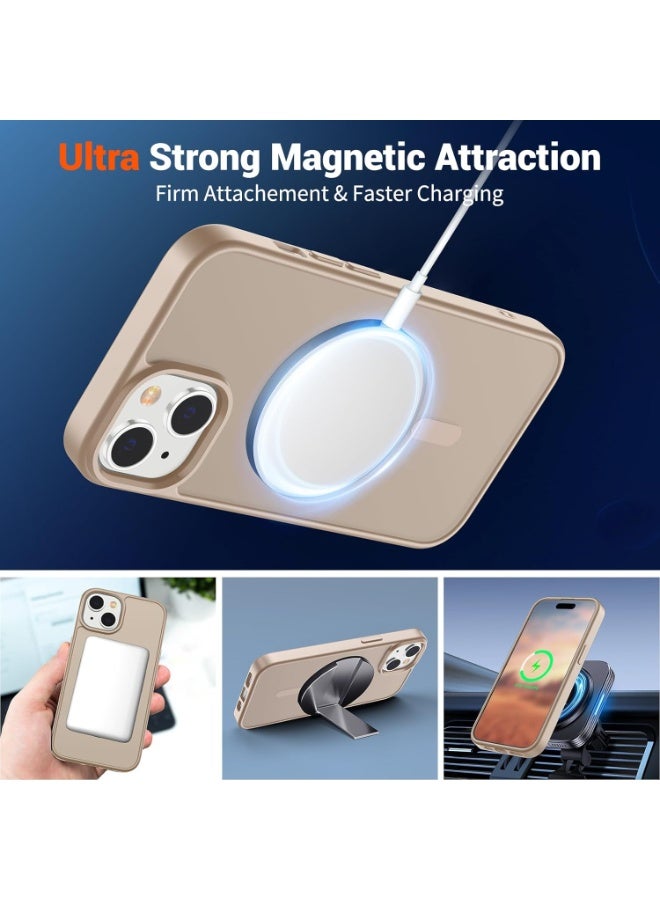 أكاليكس جراب مغناطيسي غير لامع لهاتف iPhone 15، حماية عالية الجودة ضد السقوط مع شريط مقاوم للصدمات، جراب خلفي شفاف غير لامع للهاتف (تيتانيوم صحراوي) - Image 5