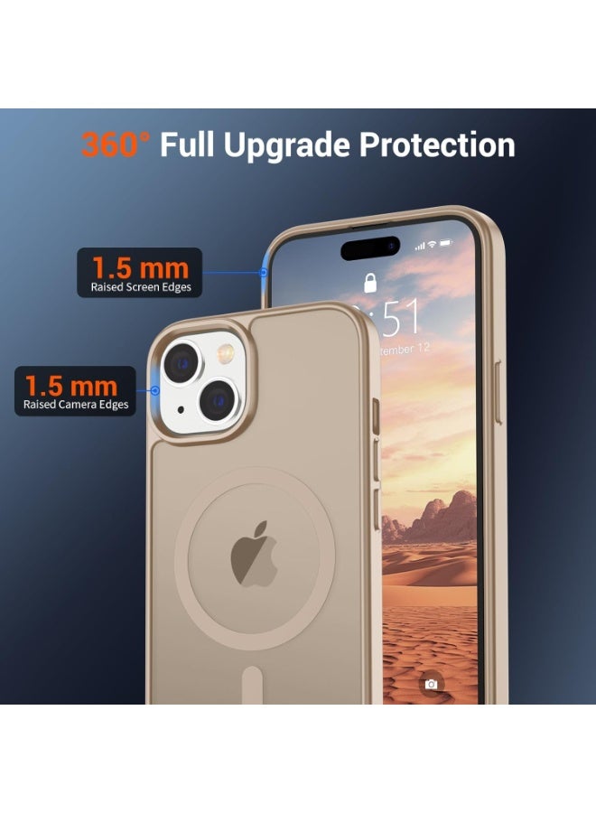 أكاليكس جراب مغناطيسي غير لامع لهاتف iPhone 15، حماية عالية الجودة ضد السقوط مع شريط مقاوم للصدمات، جراب خلفي شفاف غير لامع للهاتف (تيتانيوم صحراوي) - Image 4