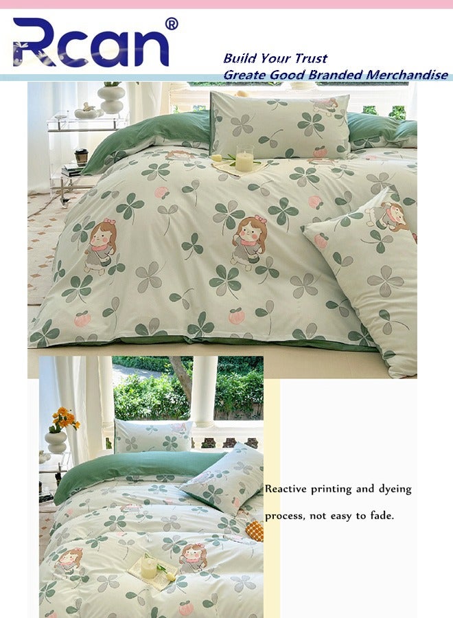 Rcan 3 Piece Set Cartoon College Style Print Design Duvet Cover Set Cotton for Boys Girls Multicolor 150x200cm - Image 4