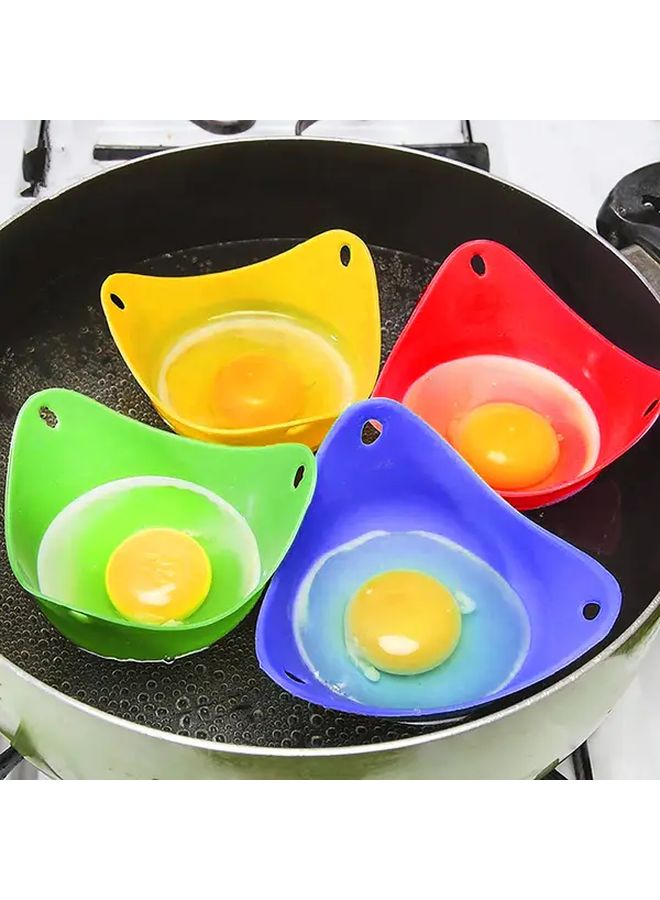 4pcs Colorful Non Stick Silicone Egg Boiler Molds For Microwave Stovetop Cooking - Image 1