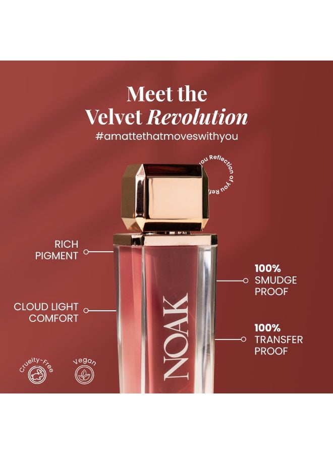 Noak Velvet Matte Liquid Lipstick for Women | Waterproof, Smudge-Proof & Transfer-Proof | Long-Lasting up to 8Hrs | Bold & Highly Pigmented | Cruelty-Free | 5ml (Mocha Flush) - Image 3