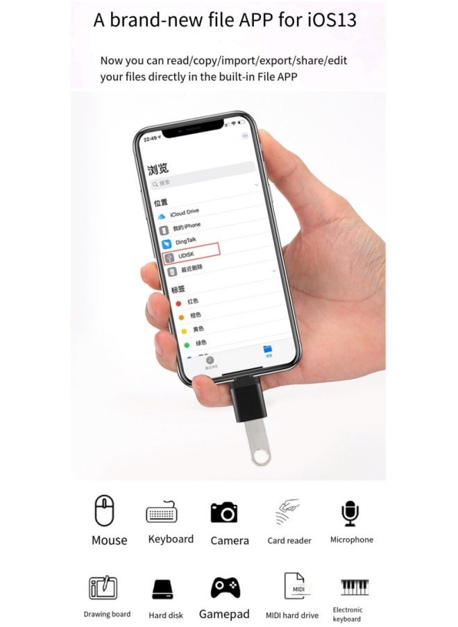 Generic - Applicable Apple Cell Phone OTG Adapter Lightning Conversion Card Reader USB3.0 Microphone U Disk Sound Card - Image 1