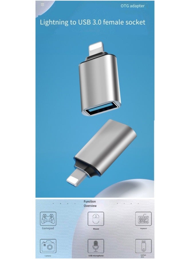 Generic - Applicable Apple Cell Phone OTG Adapter Lightning Conversion Card Reader USB3.0 Microphone U Disk Sound Card - Image 1