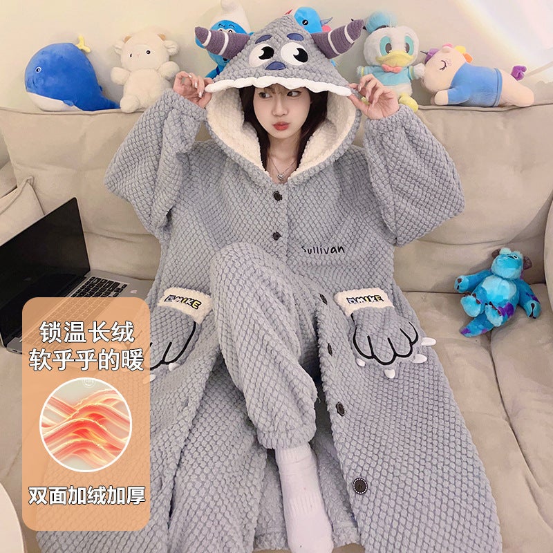 Style Out-Of-The-Way Plush Pjs Women'S Simple Long-Sleeved Suit Women'S Home Clothes - Image 1
