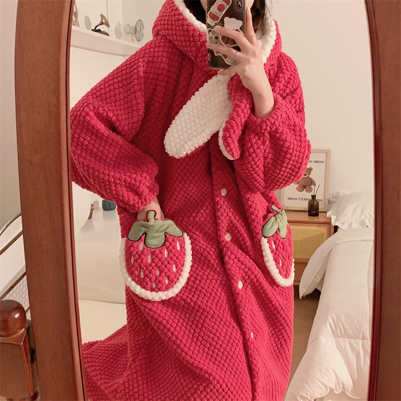 Style Out-Of-The-Way Plush Pjs Women'S Simple Long-Sleeved Suit Women'S Home Clothes - Image 5