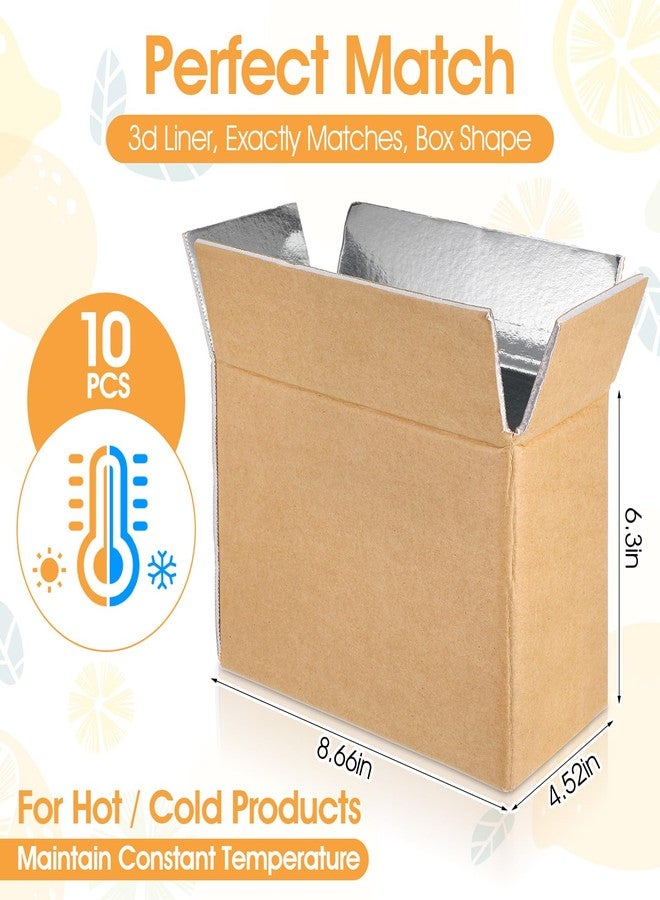 AojSup 10 Pcs Insulated Shipping Box Cold Chill Double Insulated Carton with Foil Foam Cooler Boxes Delivery Moving Kits Foam Shipping Containers for Mailing Packing, Box Inside 8.66 x 4.52 x 6.3 in - Image 2