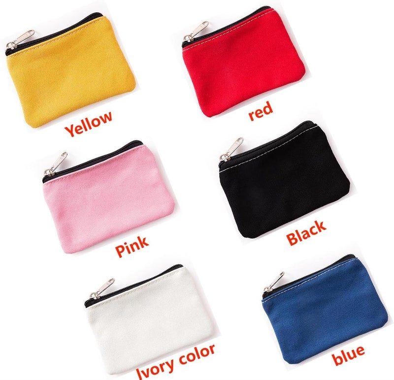 wdcfxy Canvas Coin Purse Set, 3.1 x 5.1 inches, 6 Pack, Assorted Colors - Image 3