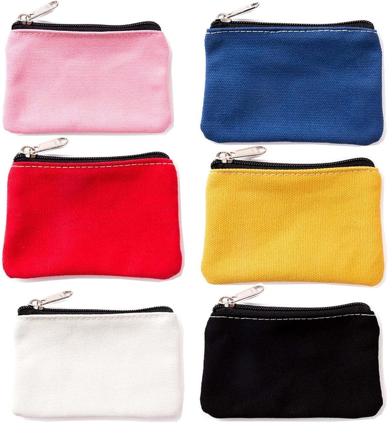 wdcfxy Canvas Coin Purse Set, 3.1 x 5.1 inches, 6 Pack, Assorted Colors - Image 1