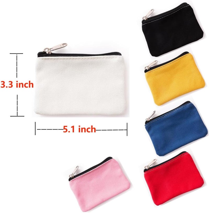wdcfxy Canvas Coin Purse Set, 3.1 x 5.1 inches, 6 Pack, Assorted Colors - Image 2