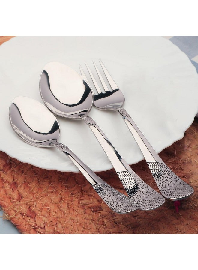 Parage 18 Pieces Stainless Steel Cutlery Set, Premium Cutlery for Home & Kitchen, Luxury Dining Tableware Gift for House Warming, Silver, Imperial (6 Pieces Each Table Spoons, Forks & Tea Spoons) - Image 1