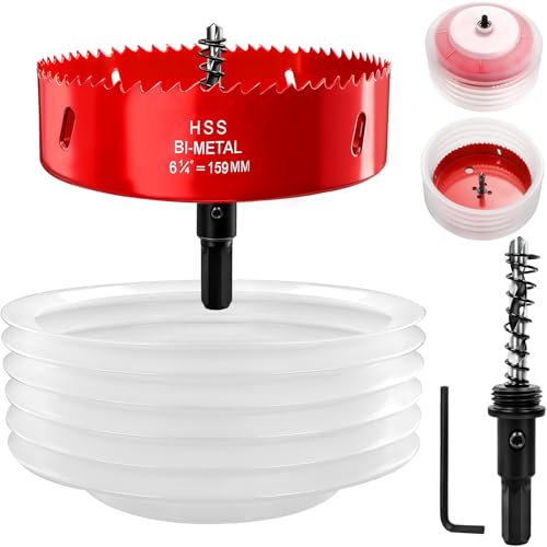 Doaho 6 1/4 Inch Hole Saw for Recessed Lights with Dust Bowl,Bi-Metal Construction 6.25 in (159mm) Hole Saw for LED Recessed Lighting,Wood and Plastic - Image 1