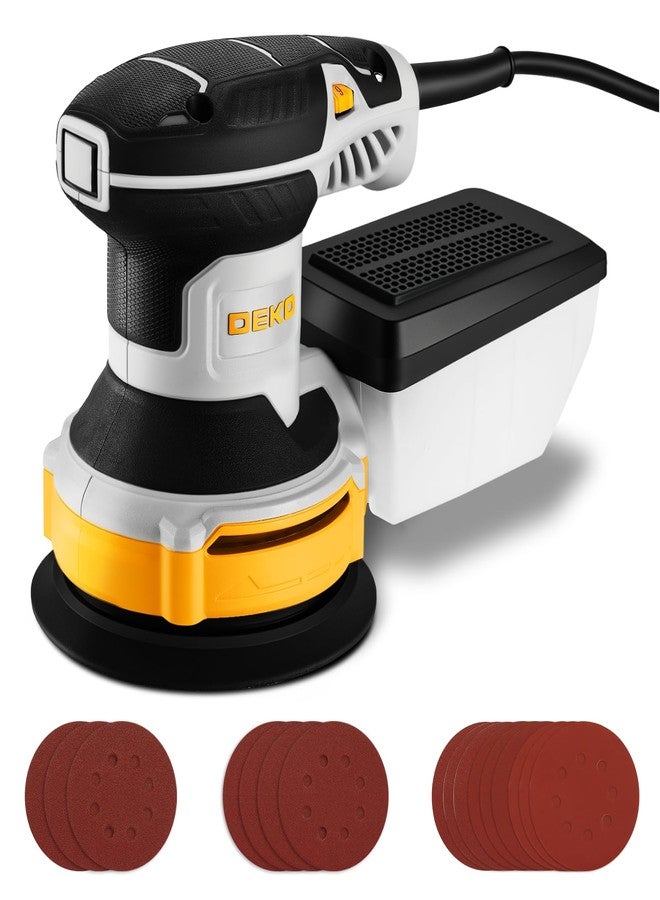 DEKOPRO 300W Orbital Sander, 6 Speed, 14000RPM, 16 Pieces Sandpaper, 125 mm Sanding Pad, Dust Collector, for Wood and Steel Surfaces - Image 1
