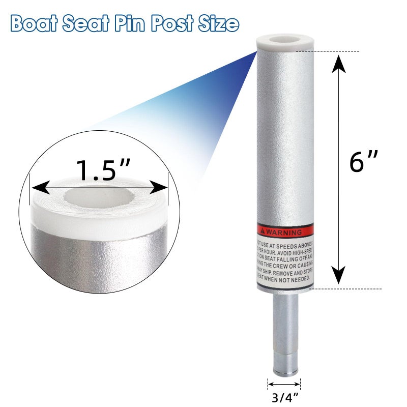 Cllomagy 3/4"" Boat Seat Pin Post Boat Seat Pedestal Base Post For Mounting,3/4 Inch Marine Grade Aluminum Lock-In Pedestal Extension Pin Pole For Pontoon Fishing Bass,Non-Threaded - Image 3