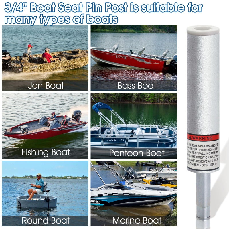 Cllomagy 3/4"" Boat Seat Pin Post Boat Seat Pedestal Base Post For Mounting,3/4 Inch Marine Grade Aluminum Lock-In Pedestal Extension Pin Pole For Pontoon Fishing Bass,Non-Threaded - Image 4