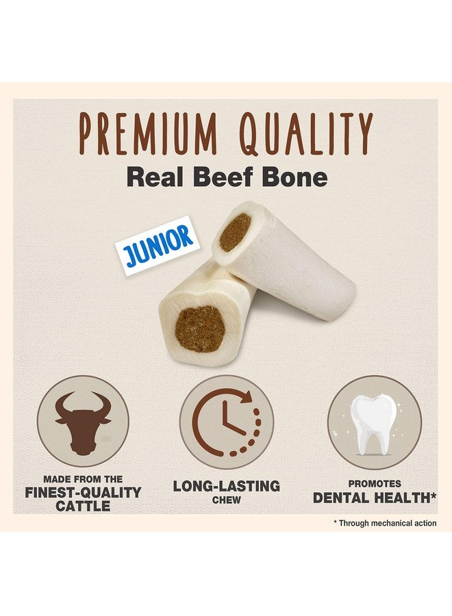 كاديت عظام قصبة الساق المحشوة من كاديت جونيور - سهلة الهضم، غنية بالبروتين، وعظام مضغ طويلة الأمد للكلاب التي تمضغ بقوة، تدعم صحة الأسنان - بنكهة زبدة الفول السوداني، حجم صغير (2 قطعة) - Image 1