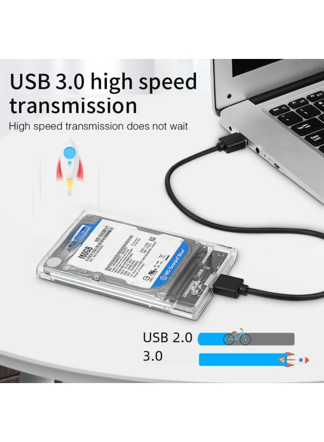 Usb3.0 2.5-inch Sata Iii Solid State Drive Hard Disk Box Transparent Mechanical No-screw Mobile Case-Color:Clear-USB 3.0  - Image 5