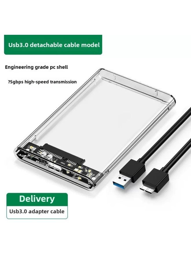 Usb3.0 2.5-inch Sata Iii Solid State Drive Hard Disk Box Transparent Mechanical No-screw Mobile Case-Color:Clear-USB 3.0  - Image 1