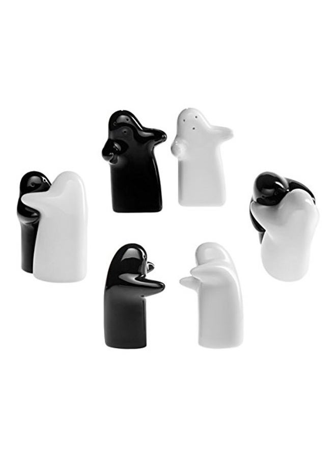 Belle Being Salt and Pepper (Seasoning & Spice) Shakers Hugging Couple Set with Black & White. Cute, Novelty, Modern and Vintage Hug Design - Easy to Refill & Dispense - Perfect for Gift, Halloween Ghost Shakers - Image 4