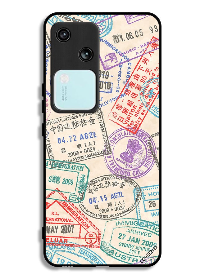 Covernex Vivo S18 5G Protective Case Cover Travel Stamps Pattern - Image 1