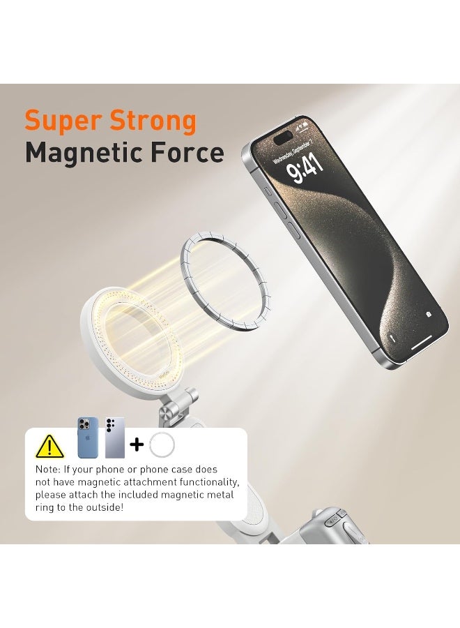 AMAZEAR Phone Camera Grip with Selfie Stick Tripod, Cellphone Accessories with Detachable Wireless Shutter Button for iPhone 16 17 Pro Max, Comfort Ergonomic Smartphone Handle Holder, White - Image 5