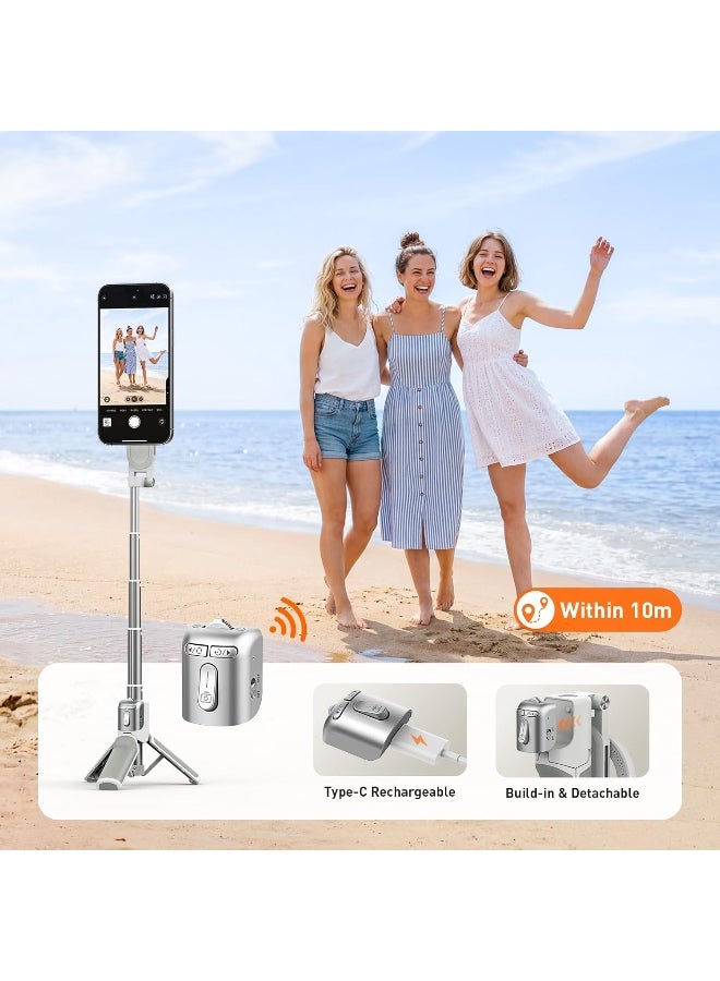 AMAZEAR Phone Camera Grip with Selfie Stick Tripod, Cellphone Accessories with Detachable Wireless Shutter Button for iPhone 16 17 Pro Max, Comfort Ergonomic Smartphone Handle Holder, White - Image 4