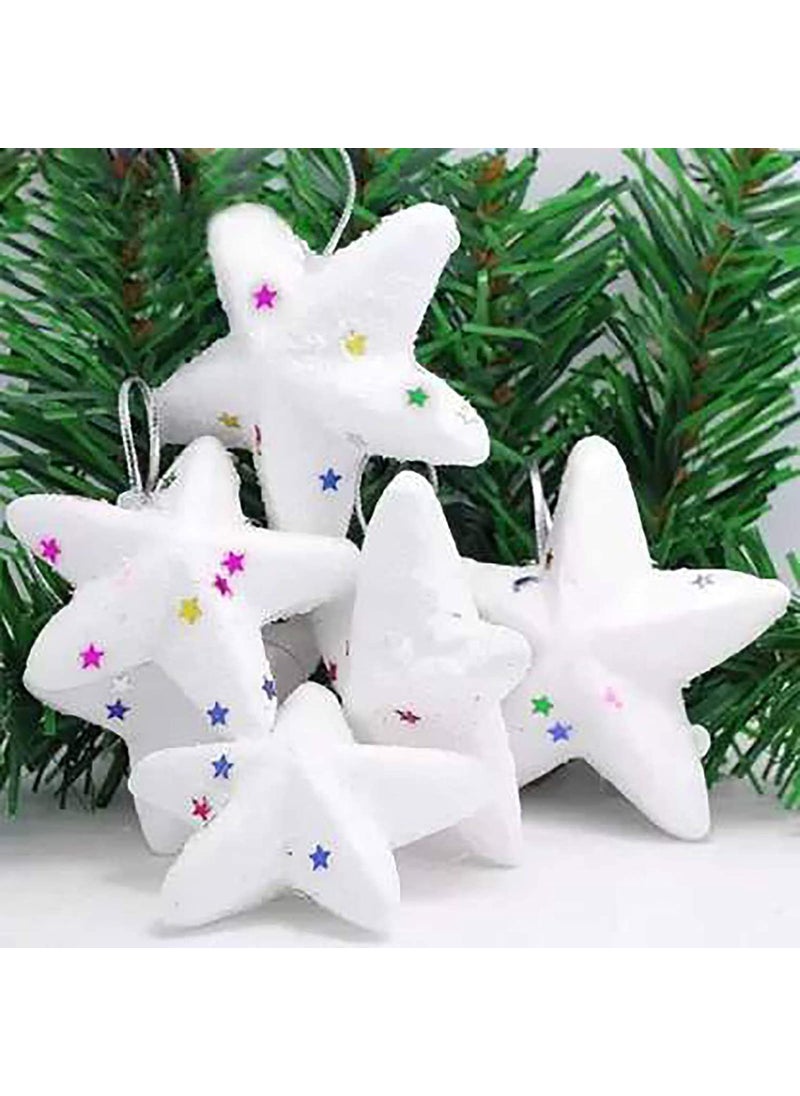 Lazybeee Lazybeee 12 Pcs Big Christmas Fancy Snow Star Ornaments for Xmas Tree Shatterproof Christmas Tree Decorations Perfect Hanging White Snow Star Merry Christmas Tree Decoration  - Image 2