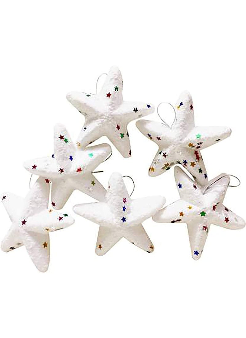 Lazybeee Lazybeee 12 Pcs Big Christmas Fancy Snow Star Ornaments for Xmas Tree Shatterproof Christmas Tree Decorations Perfect Hanging White Snow Star Merry Christmas Tree Decoration  - Image 1