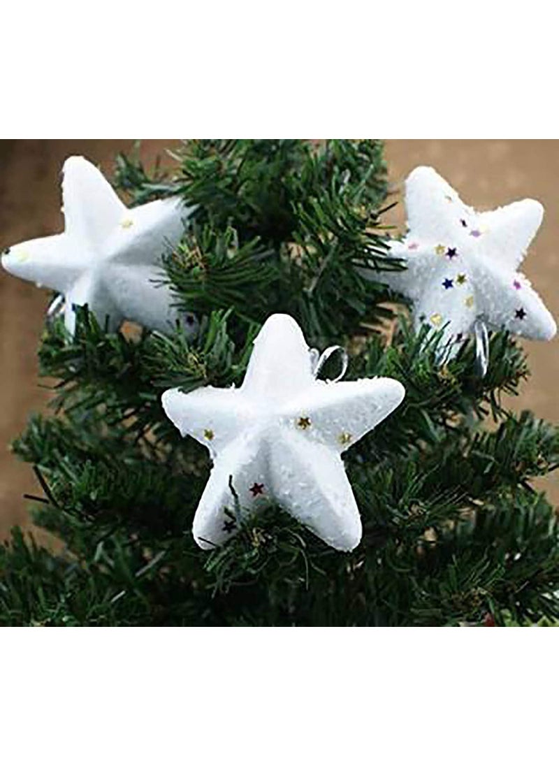 Lazybeee Lazybeee 12 Pcs Big Christmas Fancy Snow Star Ornaments for Xmas Tree Shatterproof Christmas Tree Decorations Perfect Hanging White Snow Star Merry Christmas Tree Decoration  - Image 4